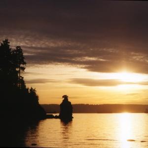 
 Sunset at Siwash Rock in Stanley Park, Vancouver